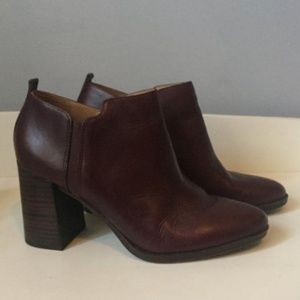 Franco Sarto Cordovan block heel booties